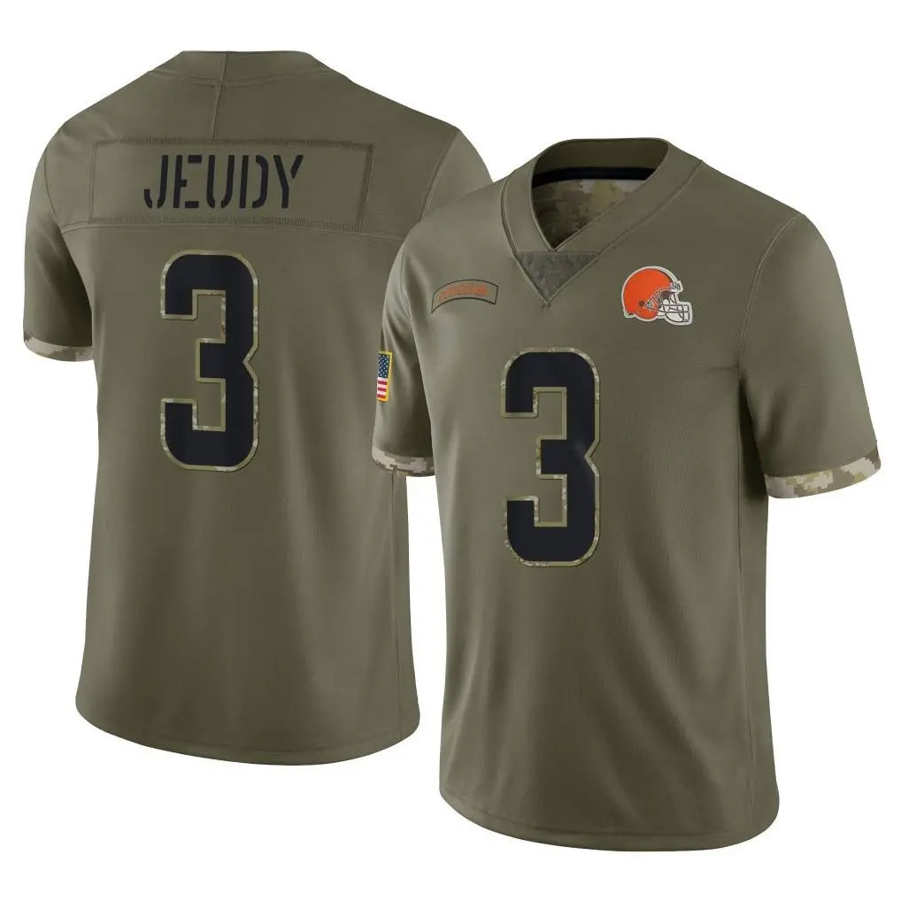 Pkot C.Browns #3 Jerry Jeudy Player Olive Salute to Service Limited Game Stitched Jerseys