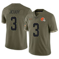 Pkot C.Browns #3 Jerry Jeudy Player Olive Salute to Service Limited Game Stitched Jerseys