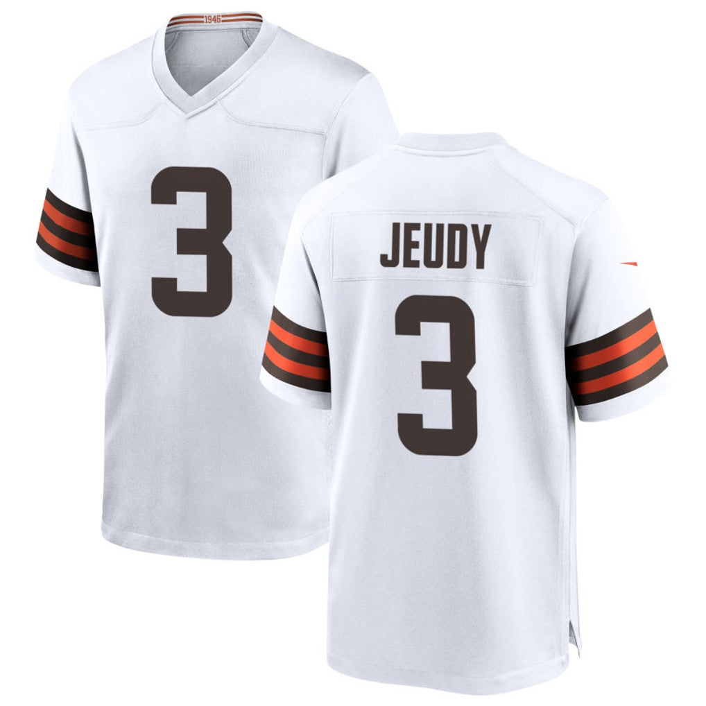 PkotC.Browns #3 Jerry Jeudy Player White Home Game Stitched Jerseys