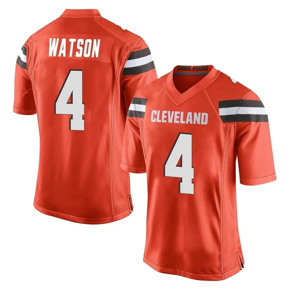 Pkot C.Browns #4 Deshaun Watson Player Orange Home Game Stitched Jerseys