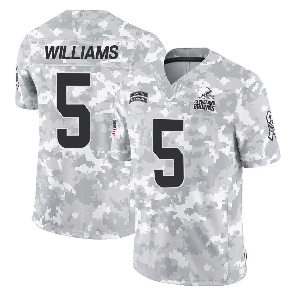 Pkot C.Browns #5 Quincy Williams Player Arctic Camo Salute to Service Limited Home Game Stitched Jerseys