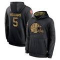 Pkot C.Browns #5 Quincy Williams Player Black Salute to Service Pullover Hoodies Limited Stitched Jerseys