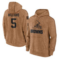 Pkot C.Browns #5 Quincy Williams Player Brown Salute to Service Hoodies Limited Game Stitched Jerseys