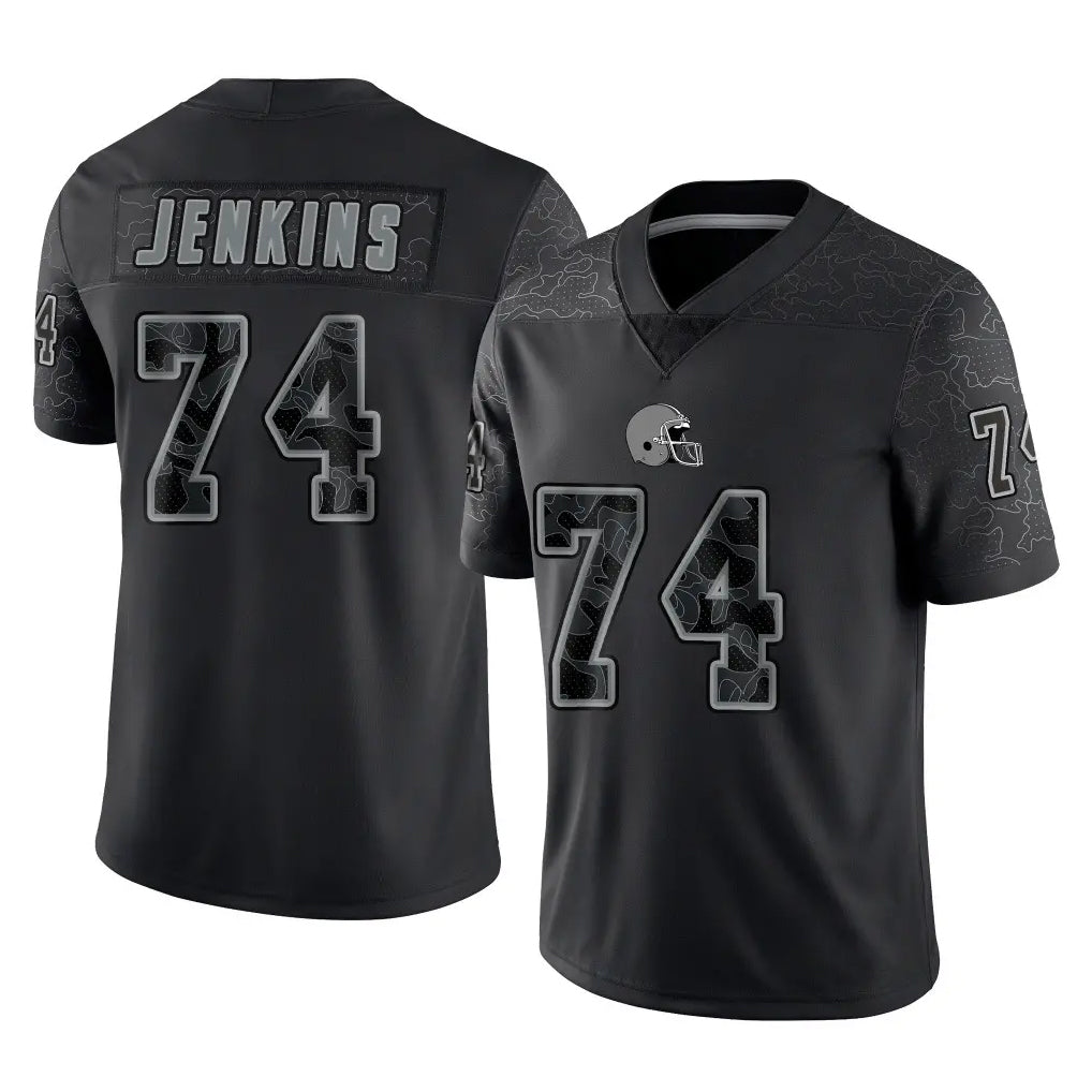 Pkot C.Browns #74 Elgton Jenkins Player Black Reflective Home Game Stitched Jerseys
