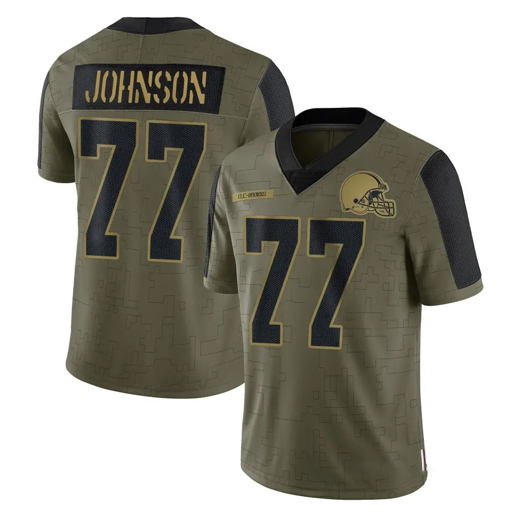 Pkot C.Browns #77 Zion Johnson Player Olive Salute to Service Limited Home Game Stitched Jerseys