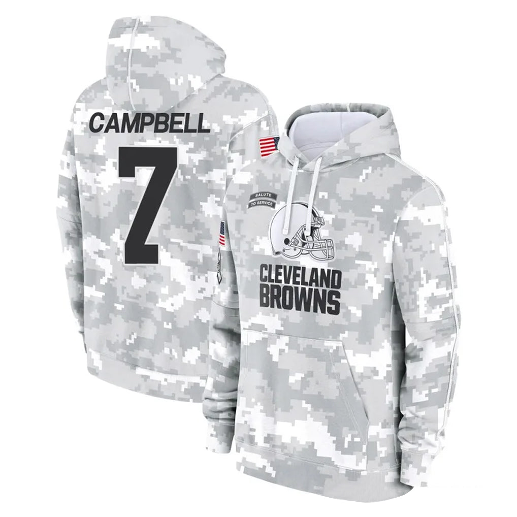Pkot C.Browns #7 Tyson Campbell Player Arctic Camo Salute to Service Hoodies Limited Game Stitched Jerseys