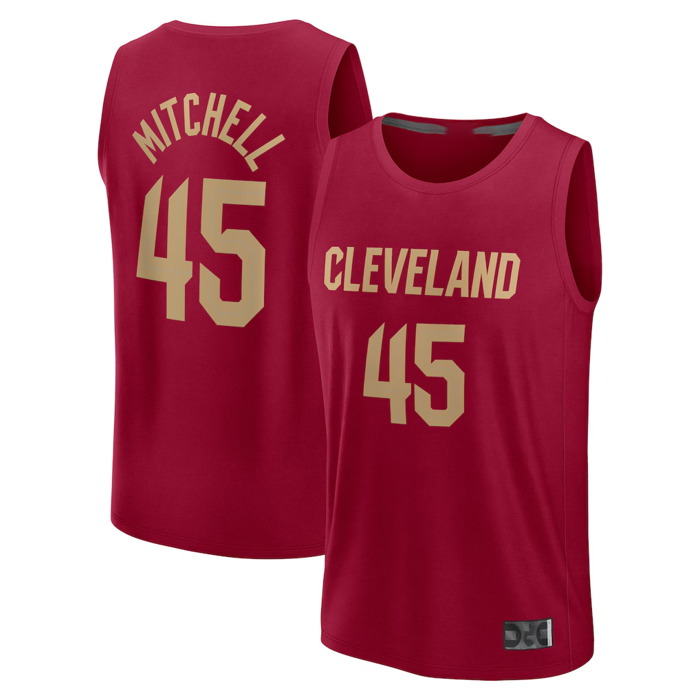 Pkot C.Cavaliers #45 Donovan Mitchell Wine Fast Break Replica Player Jerseys - Icon Edition