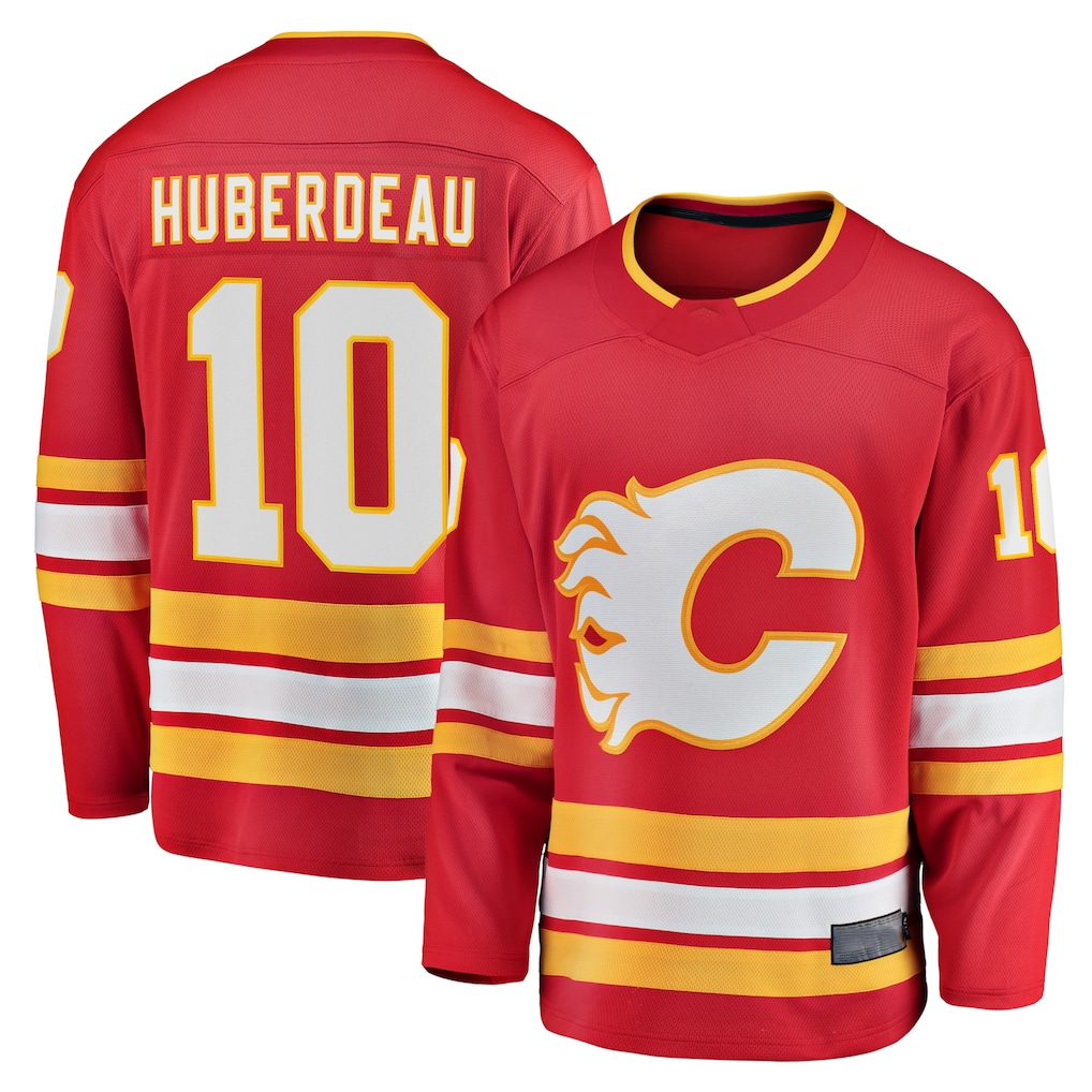 Pkot C.Flames #10 Jonathan Huberdeau Red Home Premium Jerseys