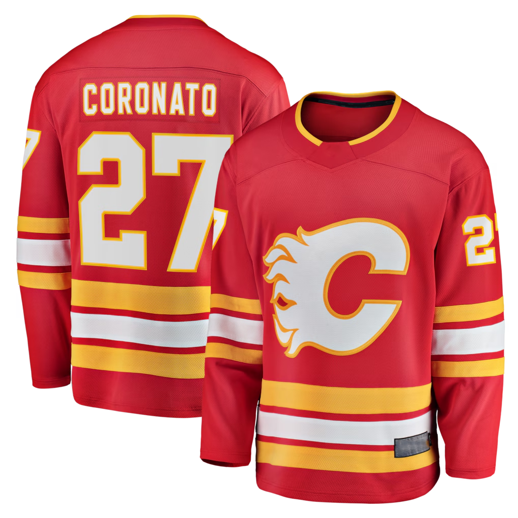 Pkot C.Flames #27 Matt Coronato Red Home Breakaway Jerseys