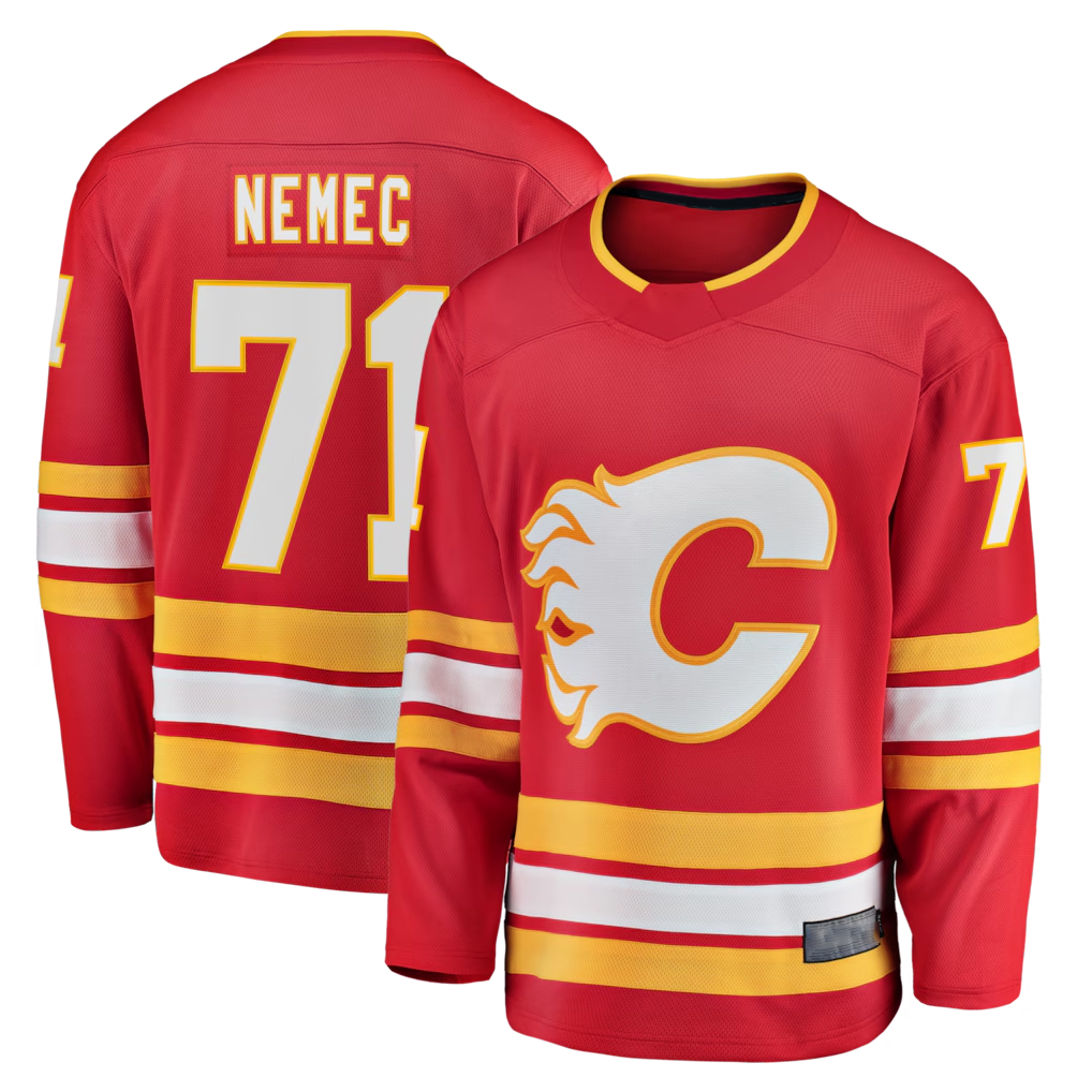 Pkot C.Flames #71 Simon Nemec Red Home Breakaway Jerseys