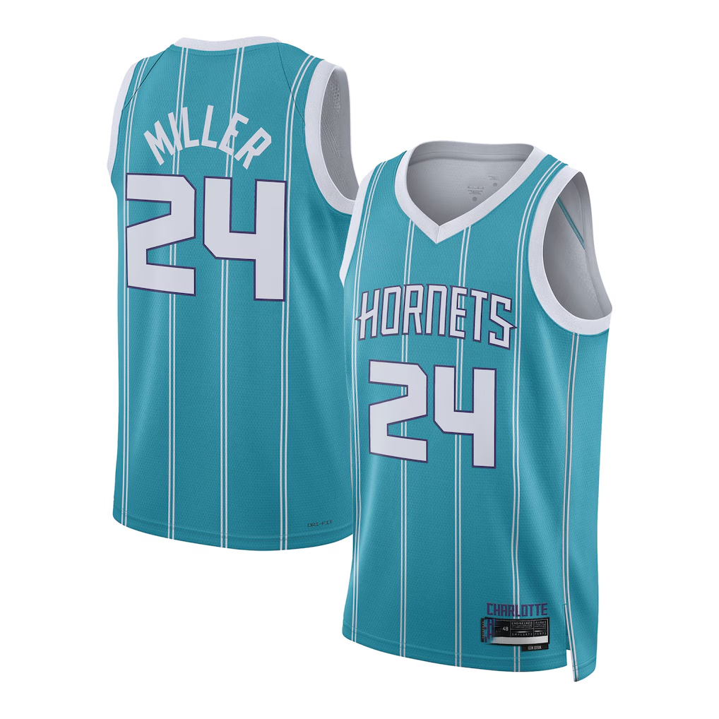 Pkot C.Hornets #24 Brandon Miller Teal Draft Swingman Jerseys - Icon Edition