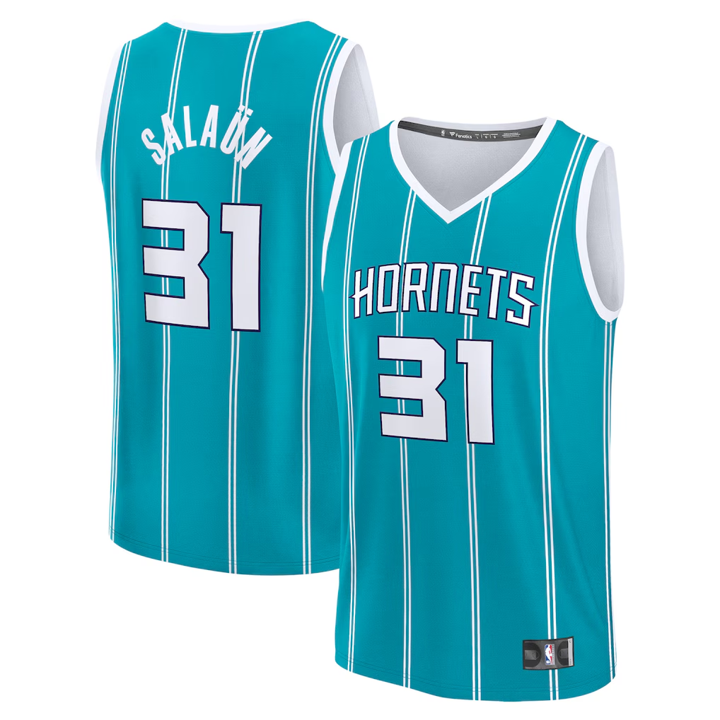 Pkot C.Hornets #31 Tidjane Salaun Teal 2024  Draft Fast Break Player Jerseys - Icon Edition