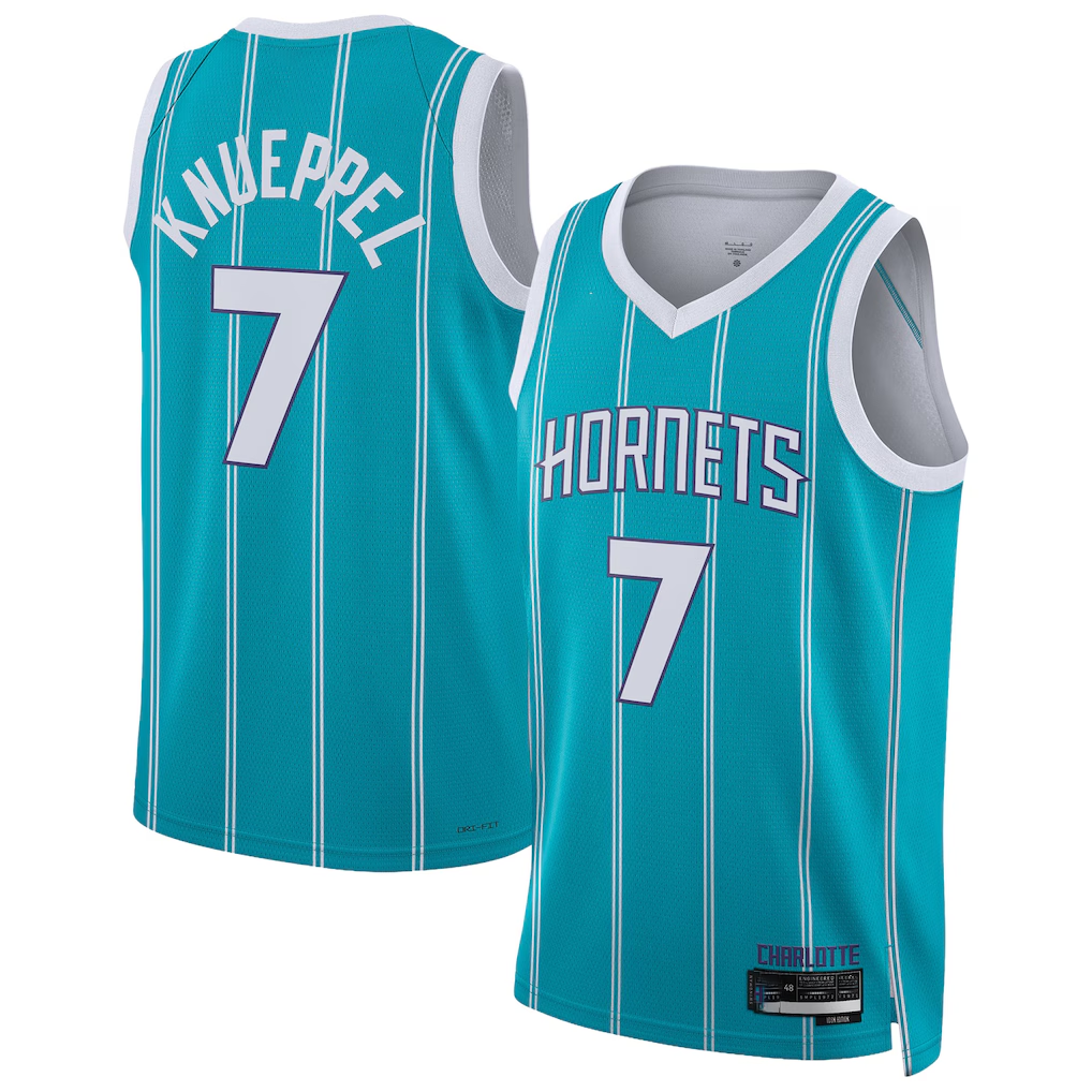 Pkot C.Hornets #7 Kon Knueppel Teal Swingman Jerseys - Icon Edition
