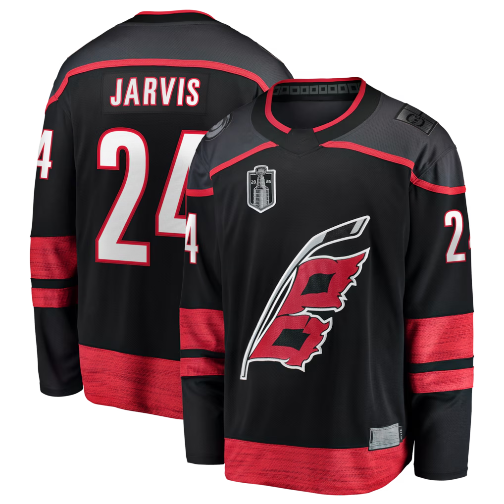 Pkot C.Hurricanes #24 Seth Jarvis Black 2026 Stanley Cup Final Home Breakaway Stitched Jerseys