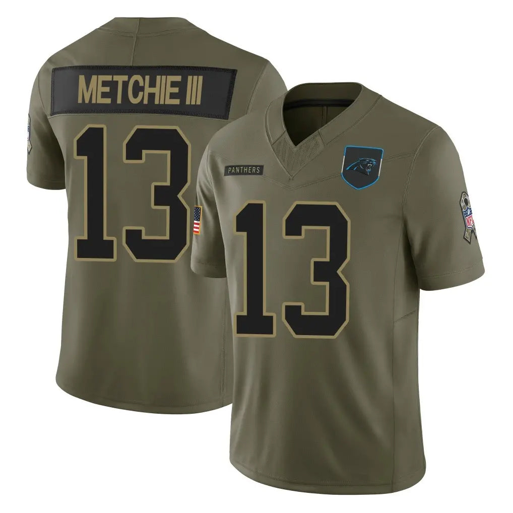 Pkot C.Panthers #13 John Metchie III Player Olive 2025 Salute to Service Limited Game Stitched Jerseys