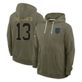 Pkot C.Panthers #13 John Metchie III Player Olive Salute to Service Hoodies Game Stitched Jerseys