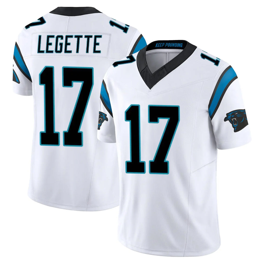 Pkot C.Panthers #17 Xavier Legette Player White Vapor F.U.S.E. Limited Home Game Stitched Jerseys