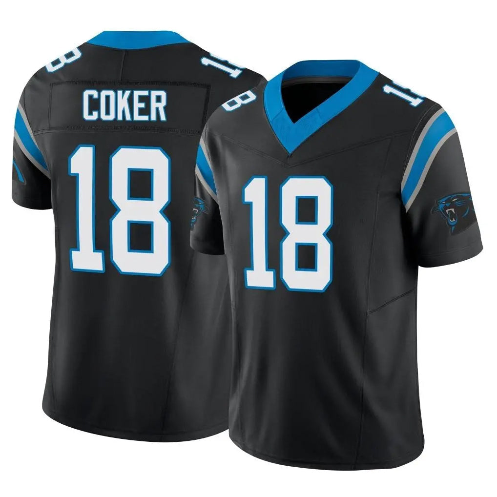 Pkot C.Panthers #18 Jalen Coker Player Black Vapor F.U.S.E. Limited Home Game Stitched Jerseys