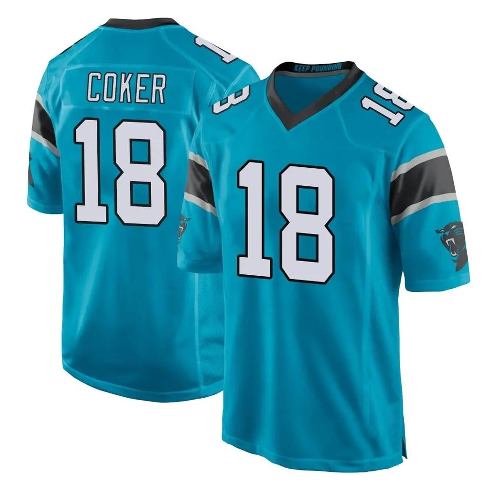 Pkot C.Panthers #18 Jalen Coker Player Blue Game Stitched Jerseys
