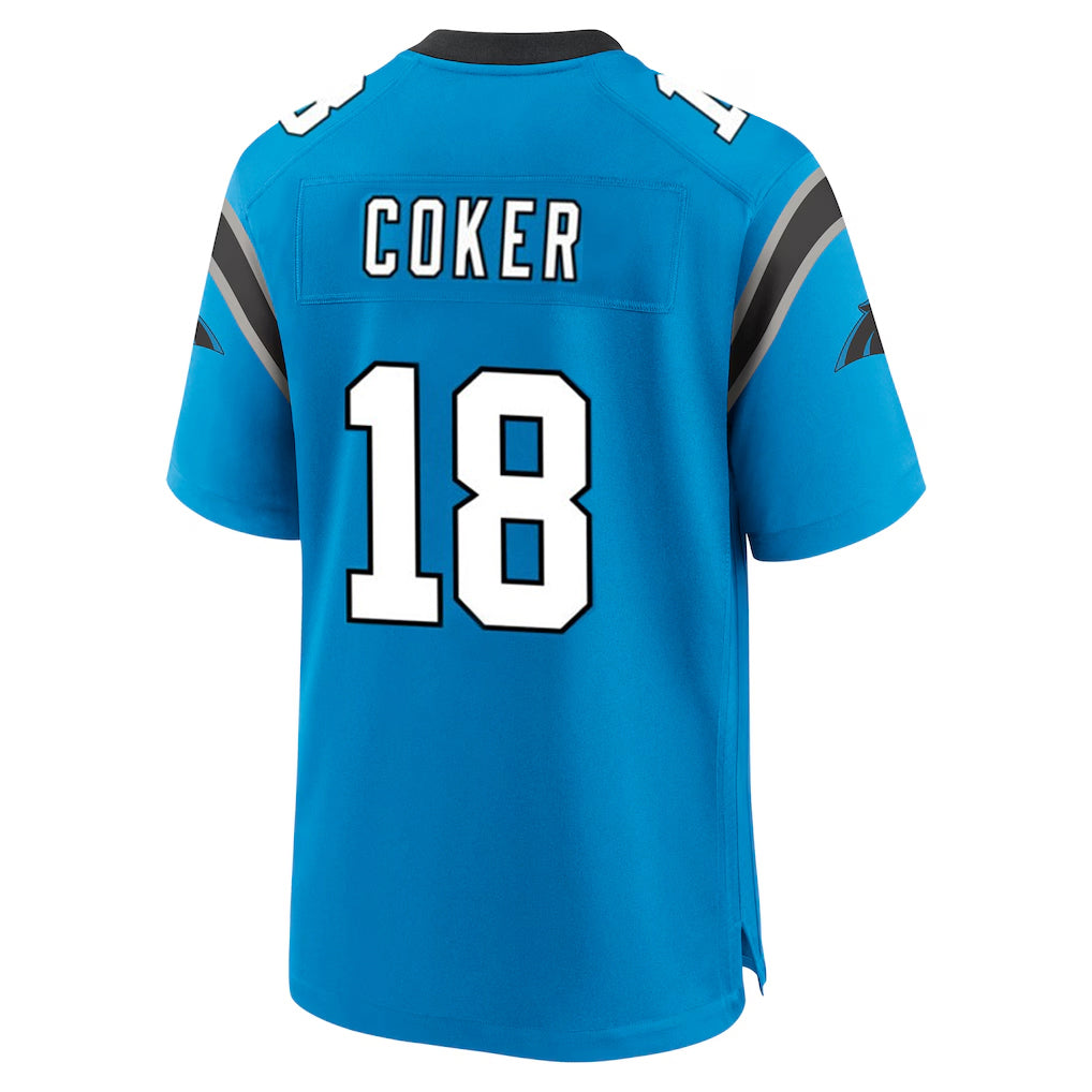 Pkot C.Panthers #18 Jalen Coker Player Blue Home Game Stitched Jerseys