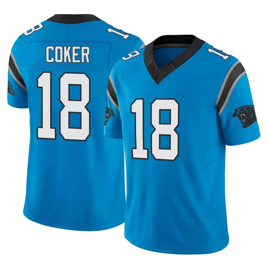 Pkot C.Panthers #18 Jalen Coker Player Blue Vapor F.U.S.E. Limited Home Game Stitched Jerseys