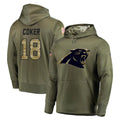 Pkot C.Panthers #18 Jalen Coker Player Olive Salute to Service Hoodies Stitched Jerseys