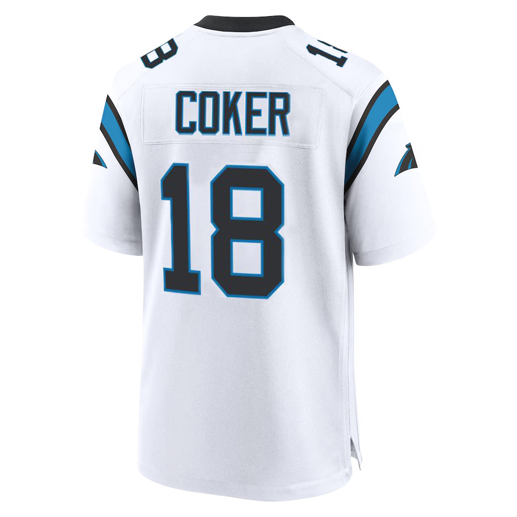 Pkot C.Panthers #18 Jalen Coker Player White Home Game Stitched Jerseys