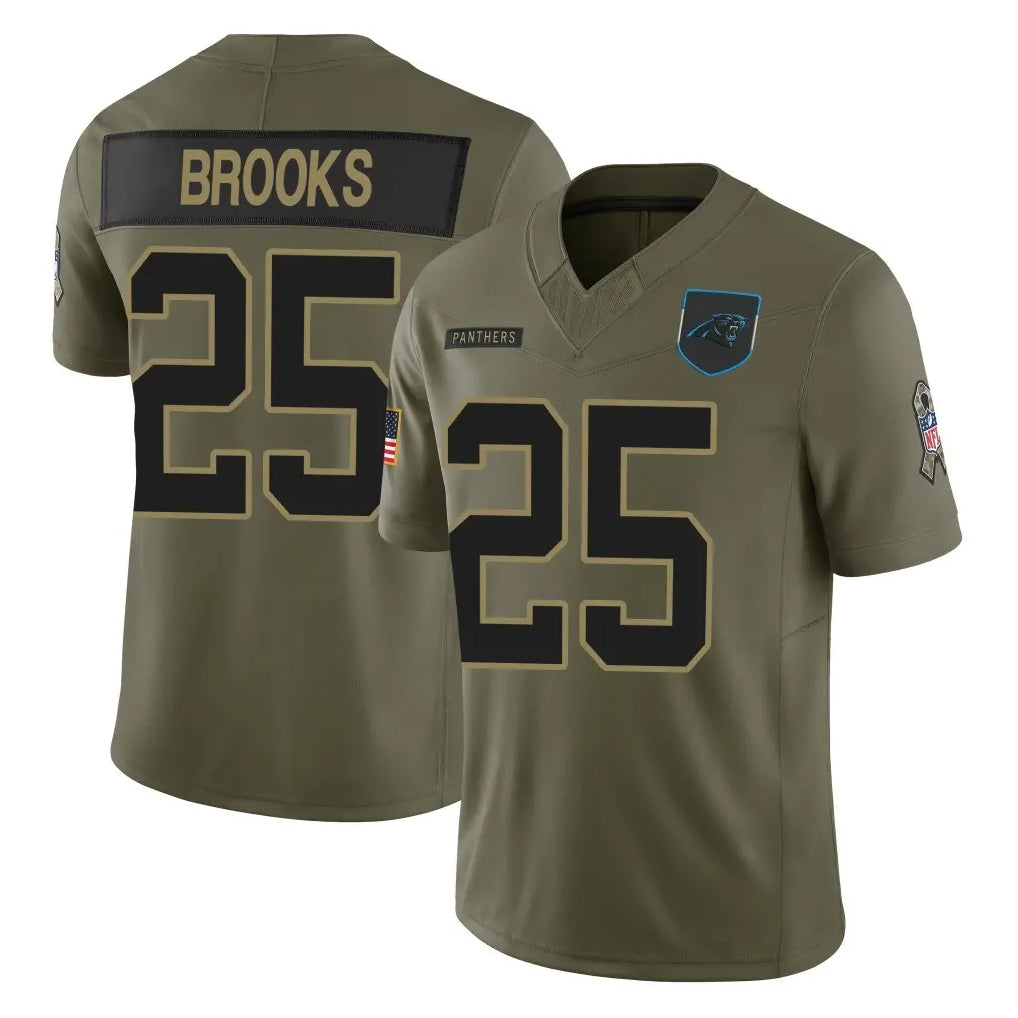 Pkot C.Panthers #25 Jonathon Brooks Player Olive 2025 Salute to Service Limited Game Stitched Jerseys