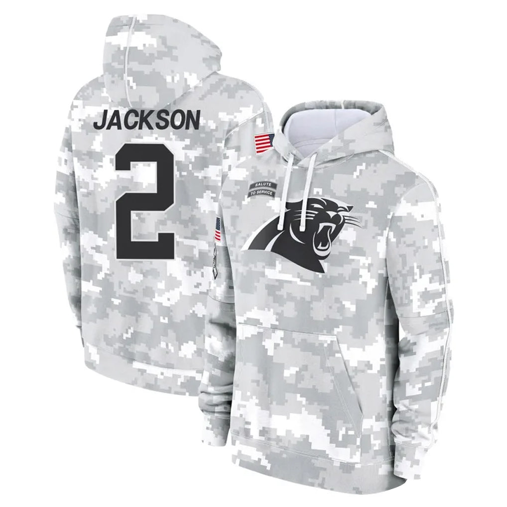 Pkot C.Panthers #2 Michael Jackson Player Arctic Camo Salute to Service Pullover Hoodies Limited Game Stitched Jerseys