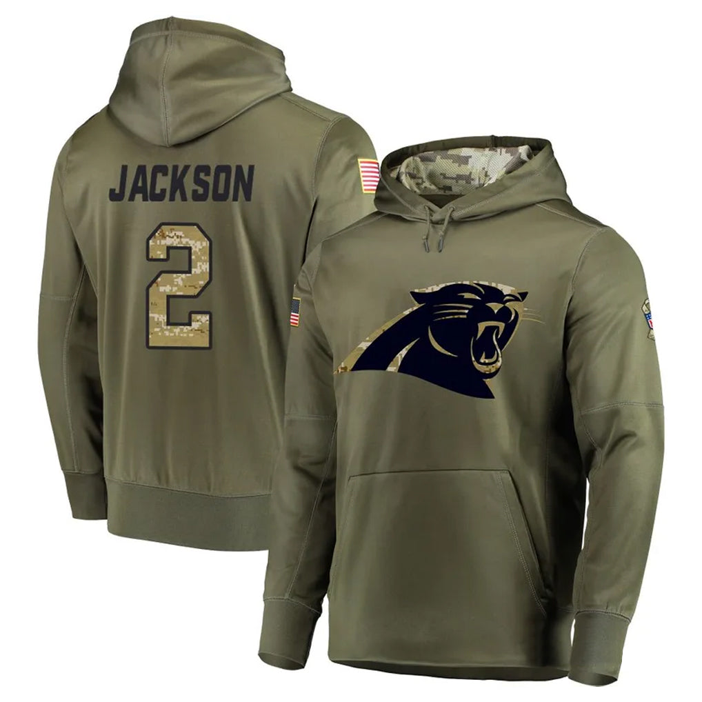 Pkot C.Panthers #2 Michael Jackson Player Olive Salute to Service Hoodies Stitched Jerseys
