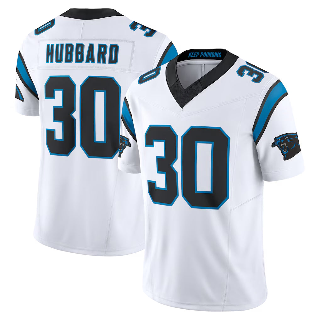 Pkot C.Panthers #30 Chuba Hubbard Player White Vapor F.U.S.E. Limited Home Game Stitched Jerseys