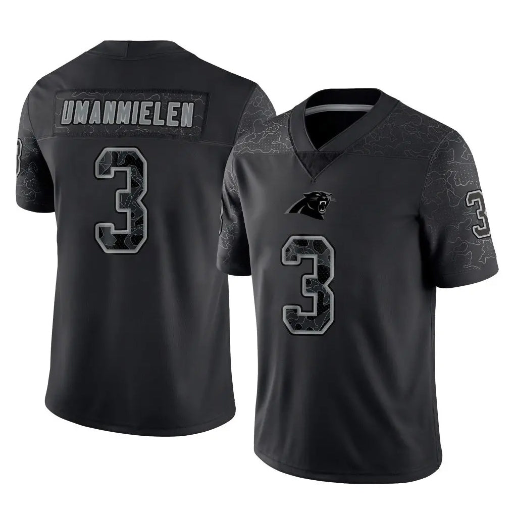 Pkot C.Panthers #3 Princely Umanmielen Player Black Limited Reflective Game Stitched Jerseys
