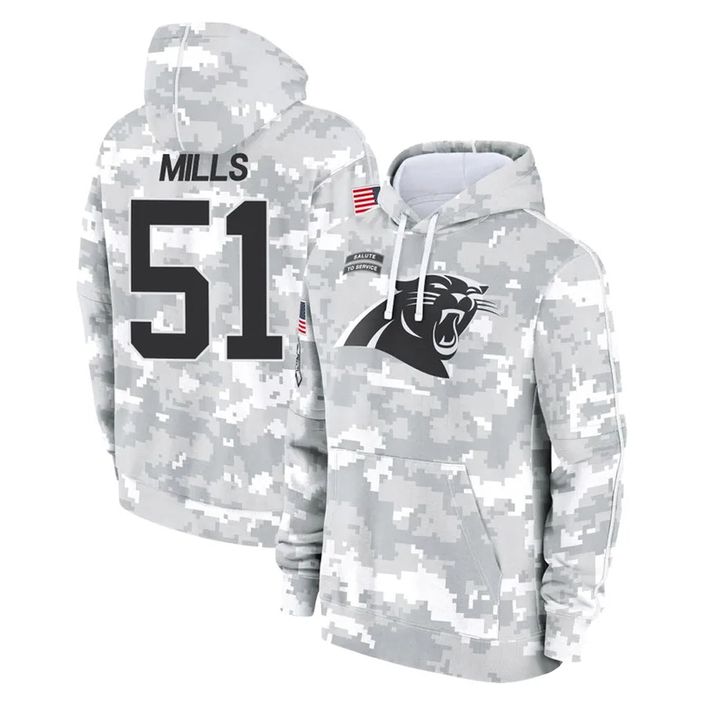 Pkot C.Panthers #51 Sam Mills Player Arctic Camo Salute to Service Pullover Hoodies Limited Game Stitched Jerseys