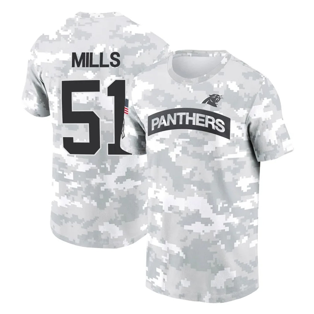 Pkot C.Panthers #51 Sam Mills Player Arctic Camo Salute to Service T-Shirt Hoodies Stitched Jerseys