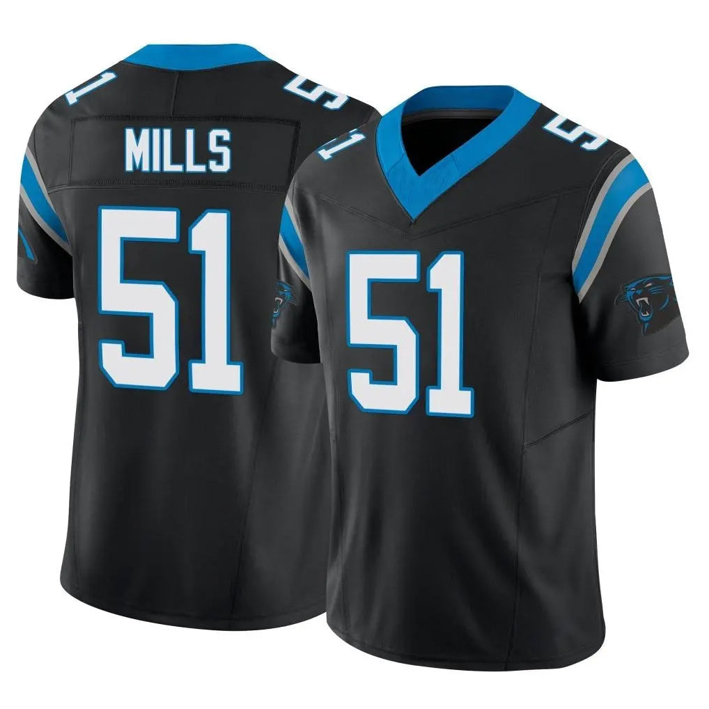 Pkot C.Panthers #51 Sam Mills Player Black Vapor F.U.S.E. Limited Home Game Stitched Jerseys