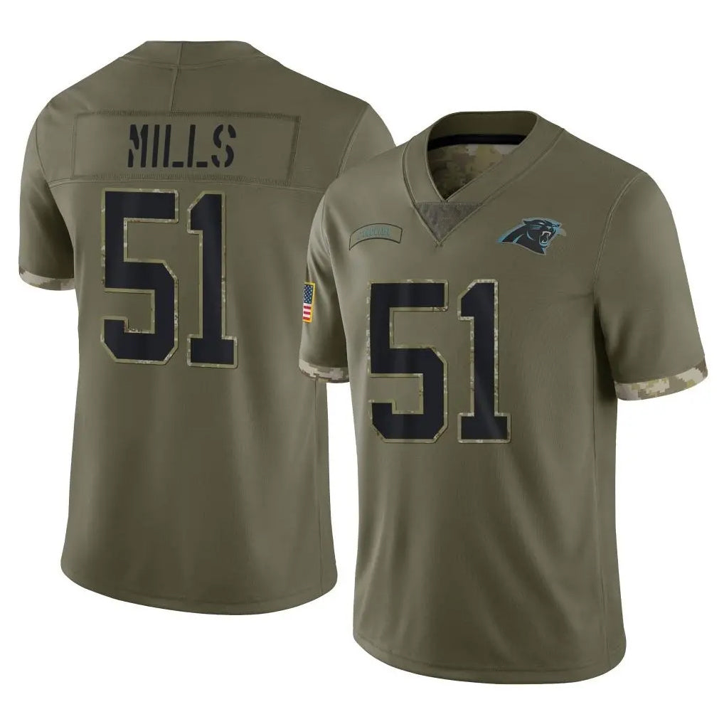 Pkot C.Panthers #51 Sam Mills Player Olive Salute to Service Game Stitched Jerseys
