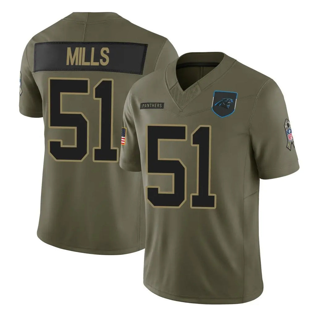 Pkot C.Panthers #51 Sam Mills Player Olive Salute to Service Limited Home Game Stitched Jerseys
