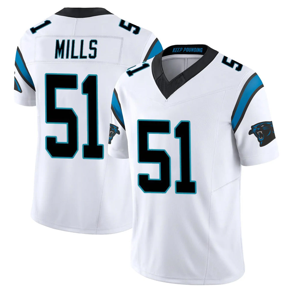 Pkot C.Panthers #51 Sam Mills Player White Vapor F.U.S.E. Limited Home Game Stitched Jerseys