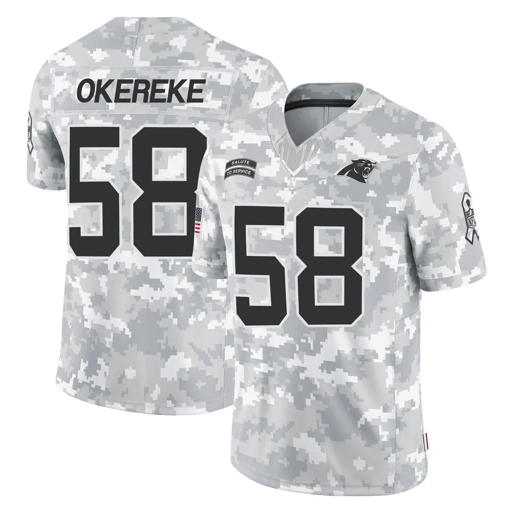 Pkot C.Panthers #58 Bobby Okereke Player Arctic Camo Salute to Service Limited Game Stitched Jerseys