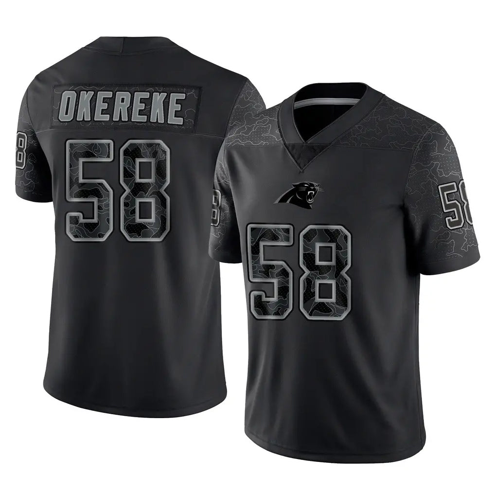 Pkot C.Panthers #58 Bobby Okereke Player Black Limited Reflective Game Stitched Jerseys