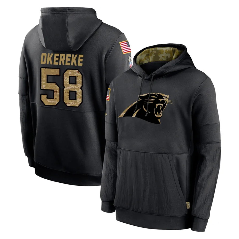 Pkot C.Panthers #58 Bobby Okereke Player Black Salute to Service Pullover Hoodies Limited Game Stitched Jerseys