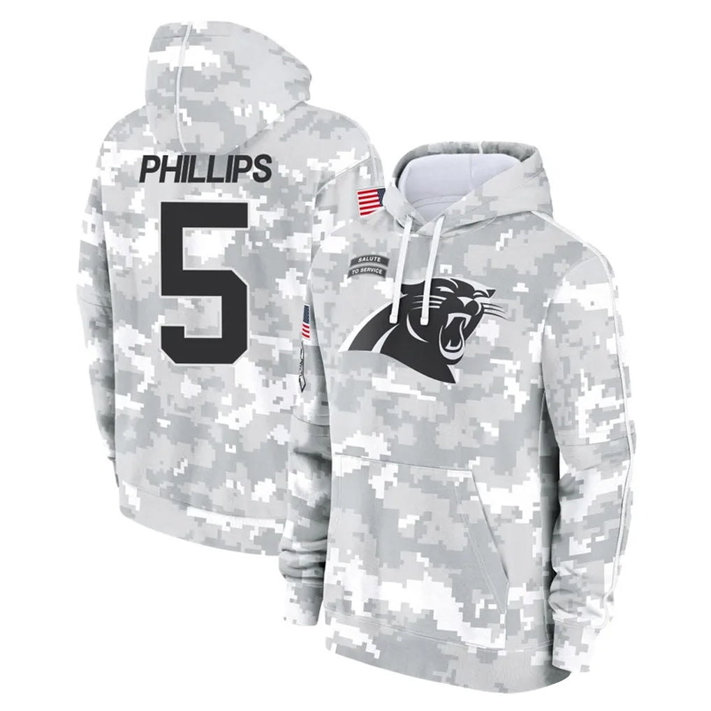 Pkot C.Panthers #5 Jaelan Phillips Player Arctic Camo Salute to Service Pullover Hoodies Limited Game Stitched Jerseys