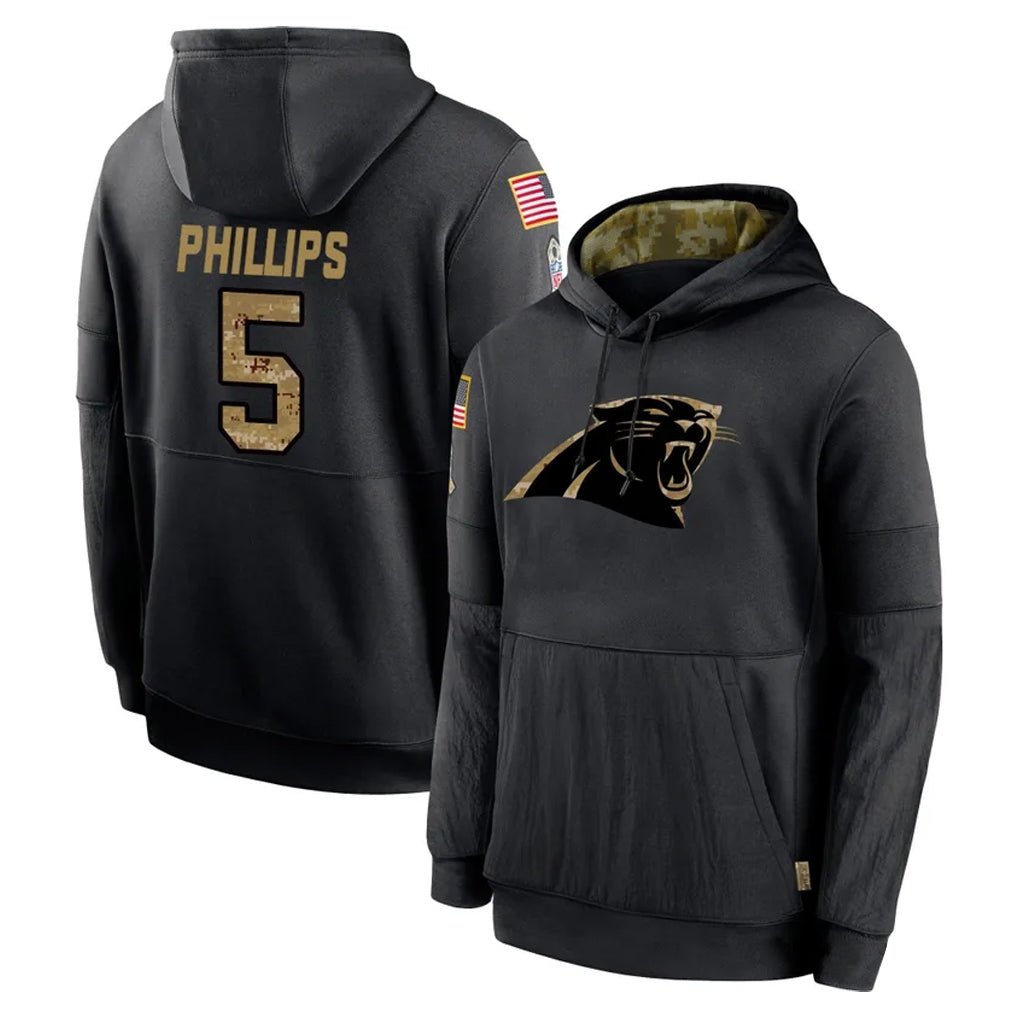 Pkot C.Panthers #5 Jaelan Phillips Player Black Salute to Service Pullover Hoodies Limited Game Stitched Jerseys
