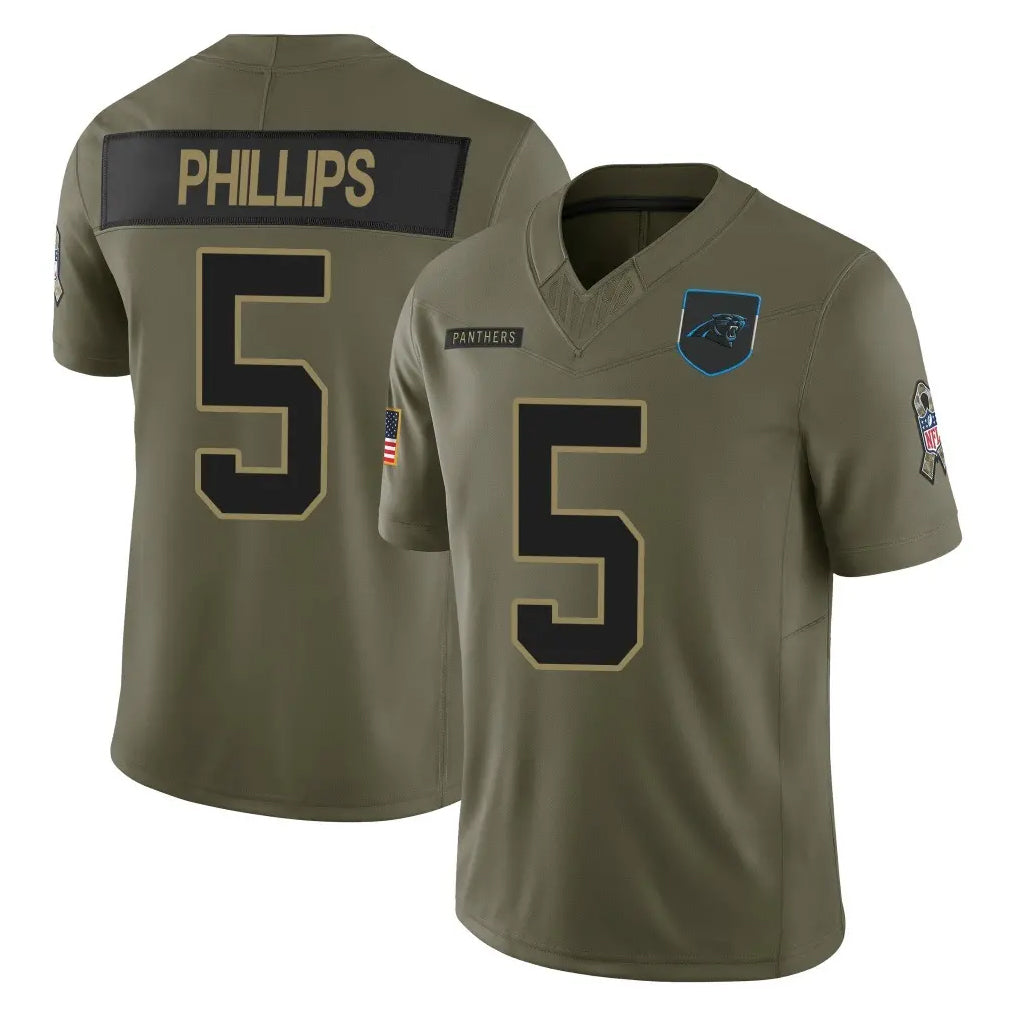 Pkot C.Panthers #5 Jaelan Phillips Player Olive Salute to Service Limited Home Game Stitched Jerseys