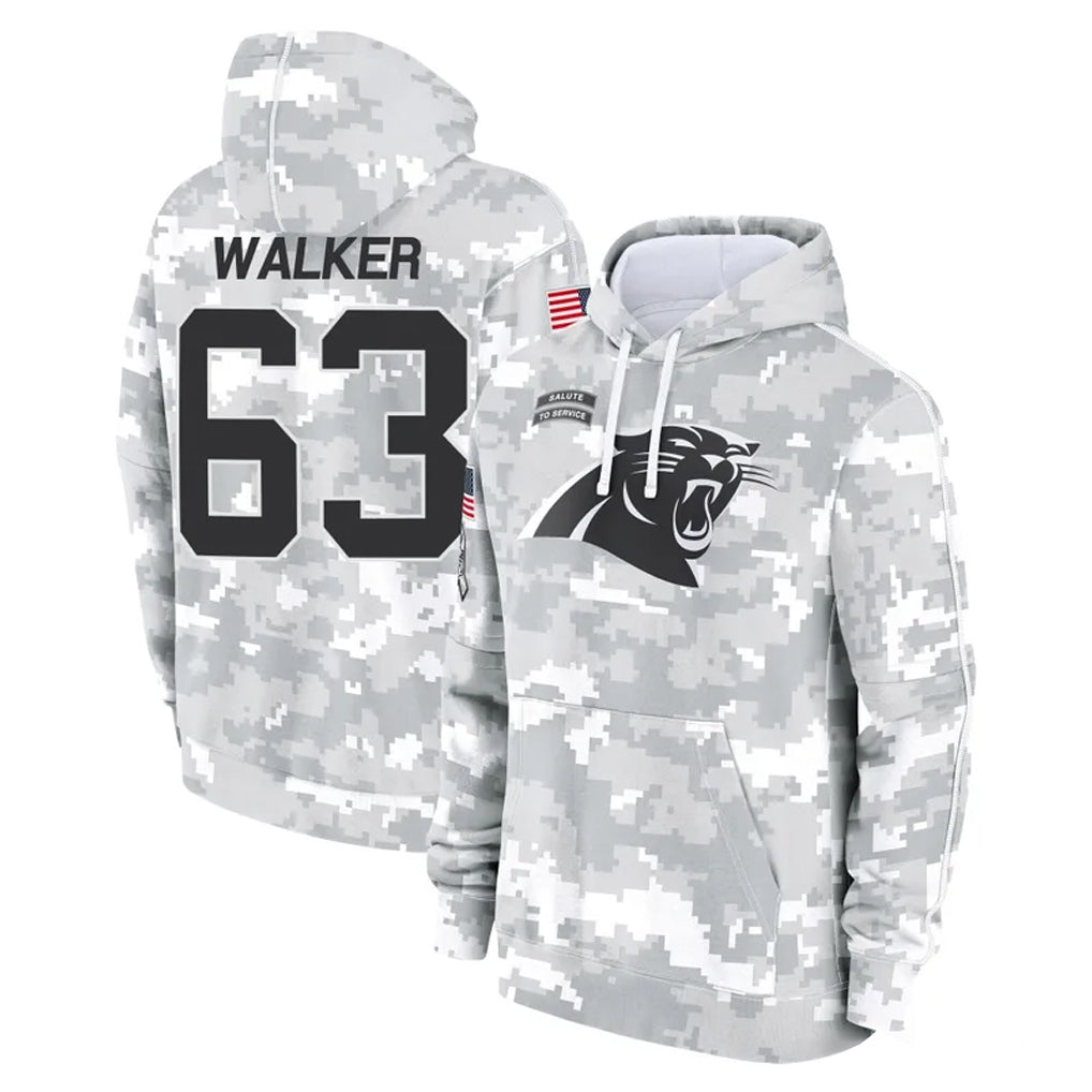 Pkot C.Panthers #63 Rasheed Walker Player Arctic Camo Salute to Service Pullover Hoodies Limited Game Stitched Jerseys