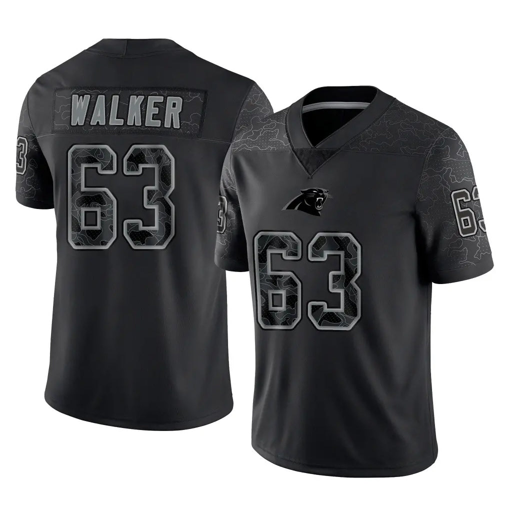 Pkot C.Panthers #63 Rasheed Walker Player Black Limited Reflective Game Stitched Jerseys