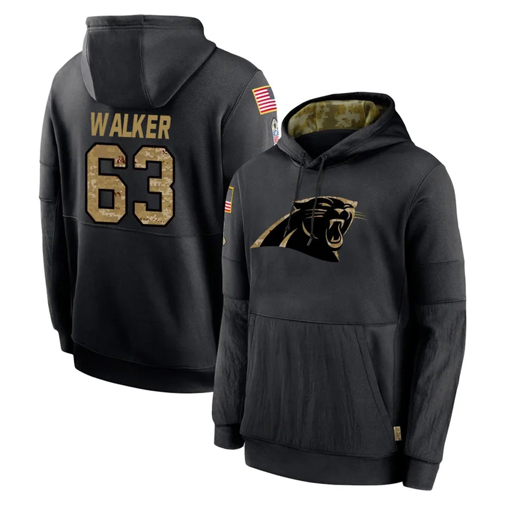 Pkot C.Panthers #63 Rasheed Walker Player Black Salute to Service Pullover Hoodies Limited Game Stitched Jerseys