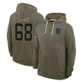 Pkot C.Panthers #68 Damien Lewis Player Olive Salute to Service Hoodies Game Stitched Jerseys