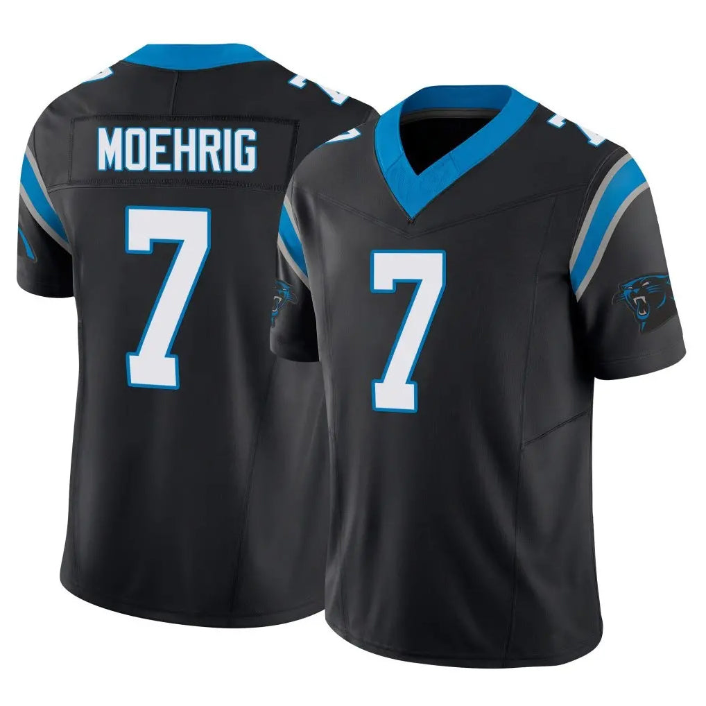 Pkot C.Panthers #7 Tre'von Moehrig Player Black Vapor F.U.S.E. Limited Home Game Stitched Jerseys
