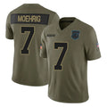 Pkot C.Panthers #7 Tre'von Moehrig Player Olive 2025 Salute to Service Limited Game Stitched Jerseys